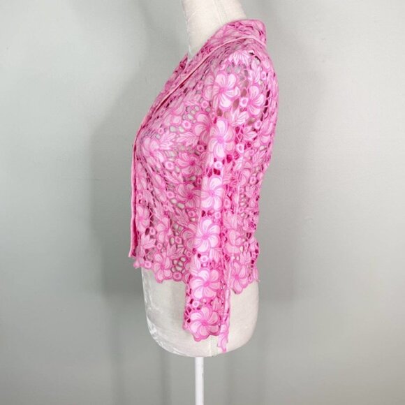 Lilly Pulitzer Blazer 6 Kentucky Eyelet Hibiscus rose buttons pretty cottagecore - Picture 6 of 9